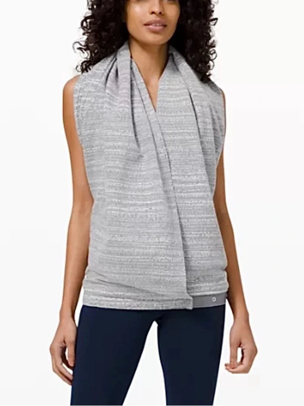 Lululemon Womens Vinyasa Scarf Snap Closure Reversible Wrap Cover Up Gray Marl